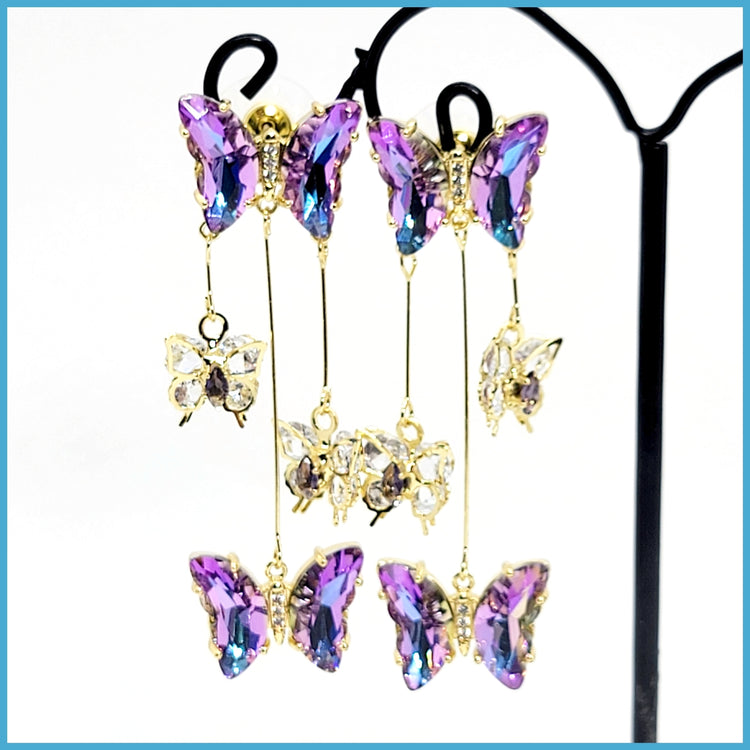 Crystal Butterfly Dangle Earrings - Leila Jewels
