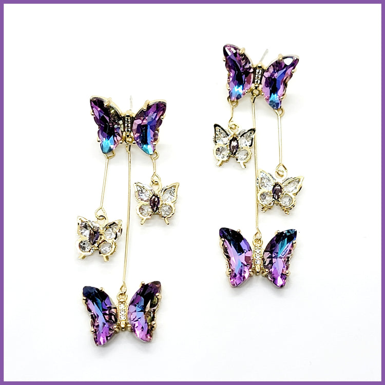 Crystal Butterfly Dangle Earrings - Leila Jewels