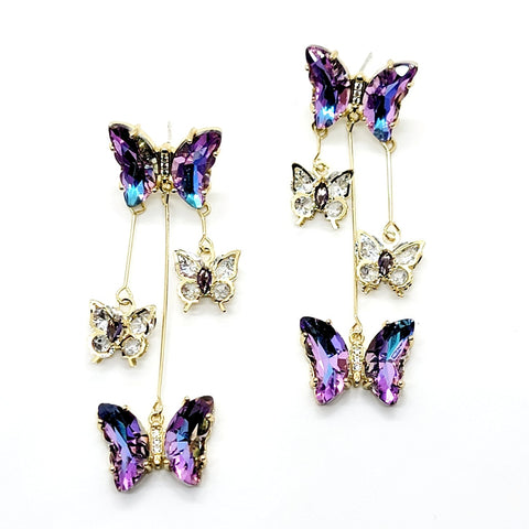 Crystal Butterfly Dangle Earrings - Leila Jewels