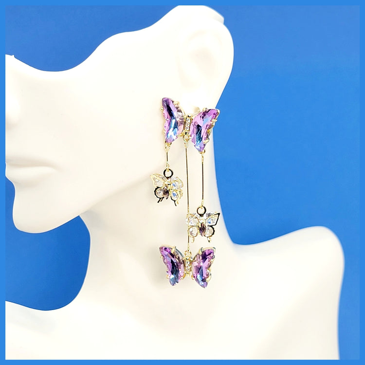 Crystal Butterfly Dangle Earrings - Leila Jewels