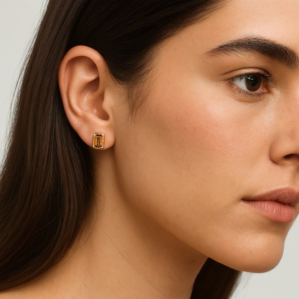 Citrine Stud Earrings - Leila Jewels