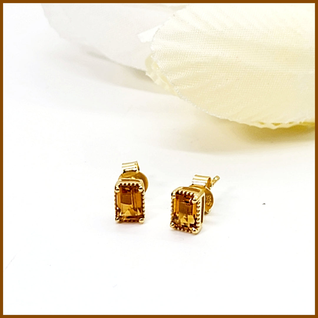 Citrine Stud Earrings - Leila Jewels
