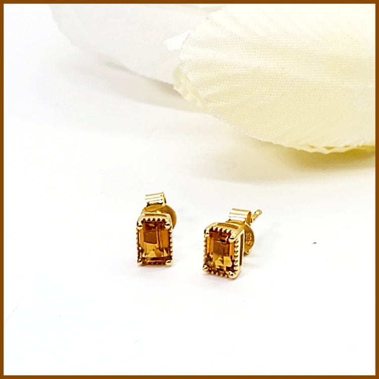 Citrine Stud Earrings - Leila Jewels