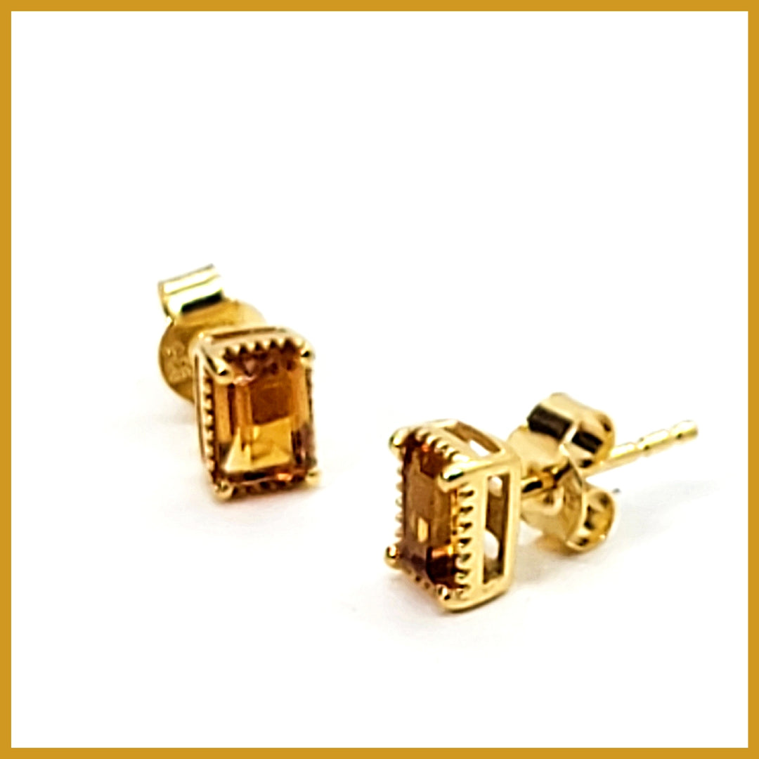 Citrine Stud Earrings - Leila Jewels