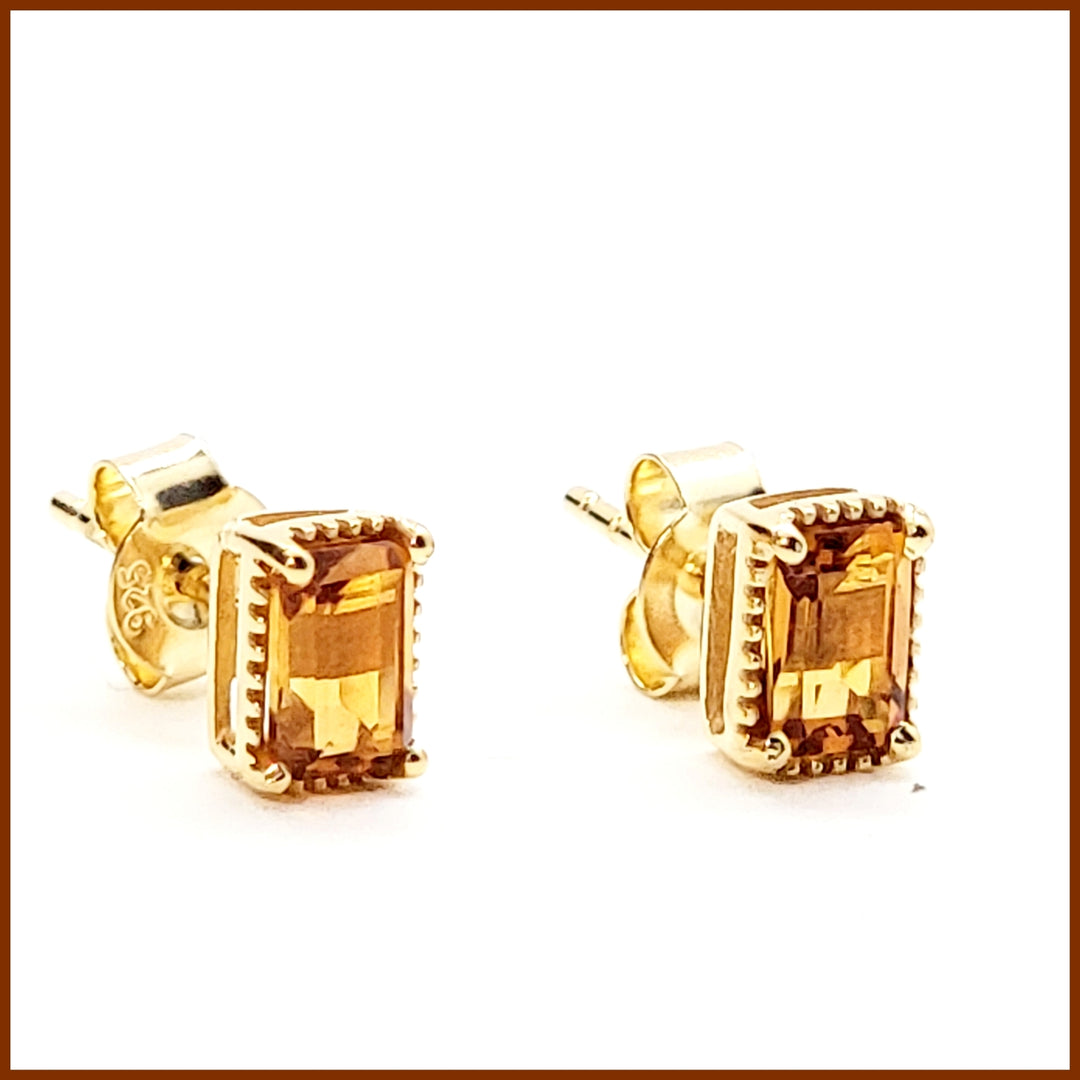 Citrine Stud Earrings - Leila Jewels