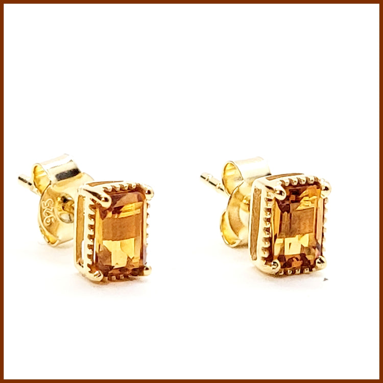Citrine Stud Earrings - Leila Jewels