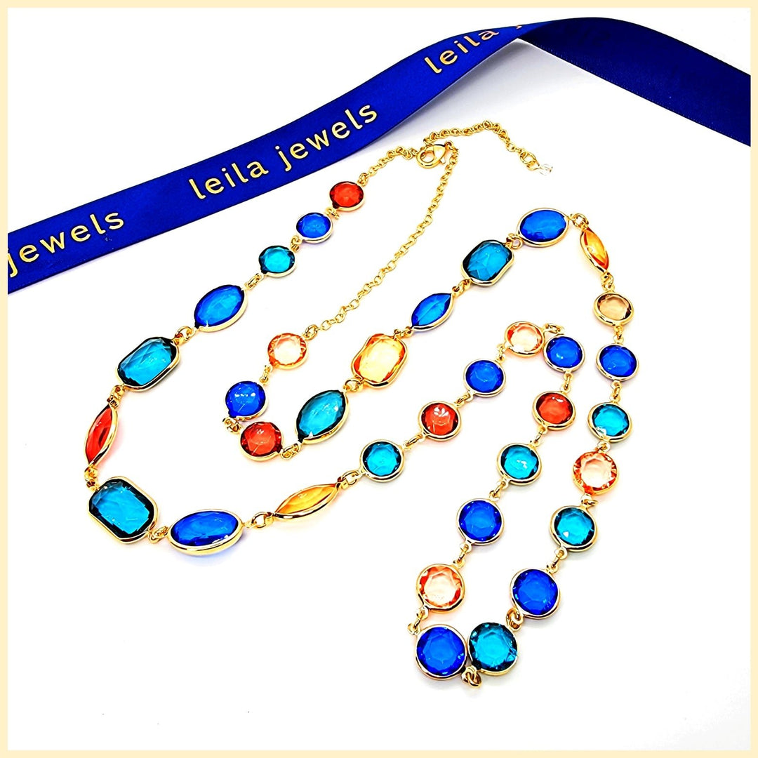 Long Multicolor Crystal Necklace - Leila Jewels