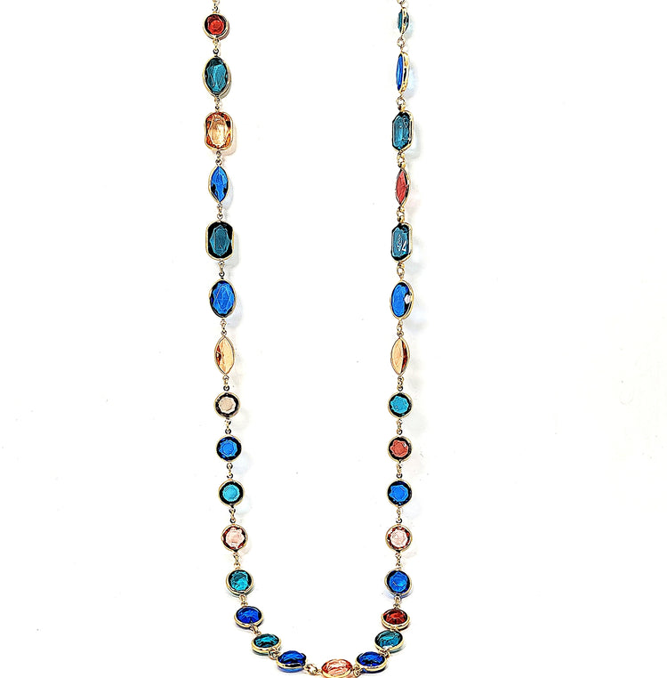 Long Multicolor Crystal Necklace - Leila Jewels