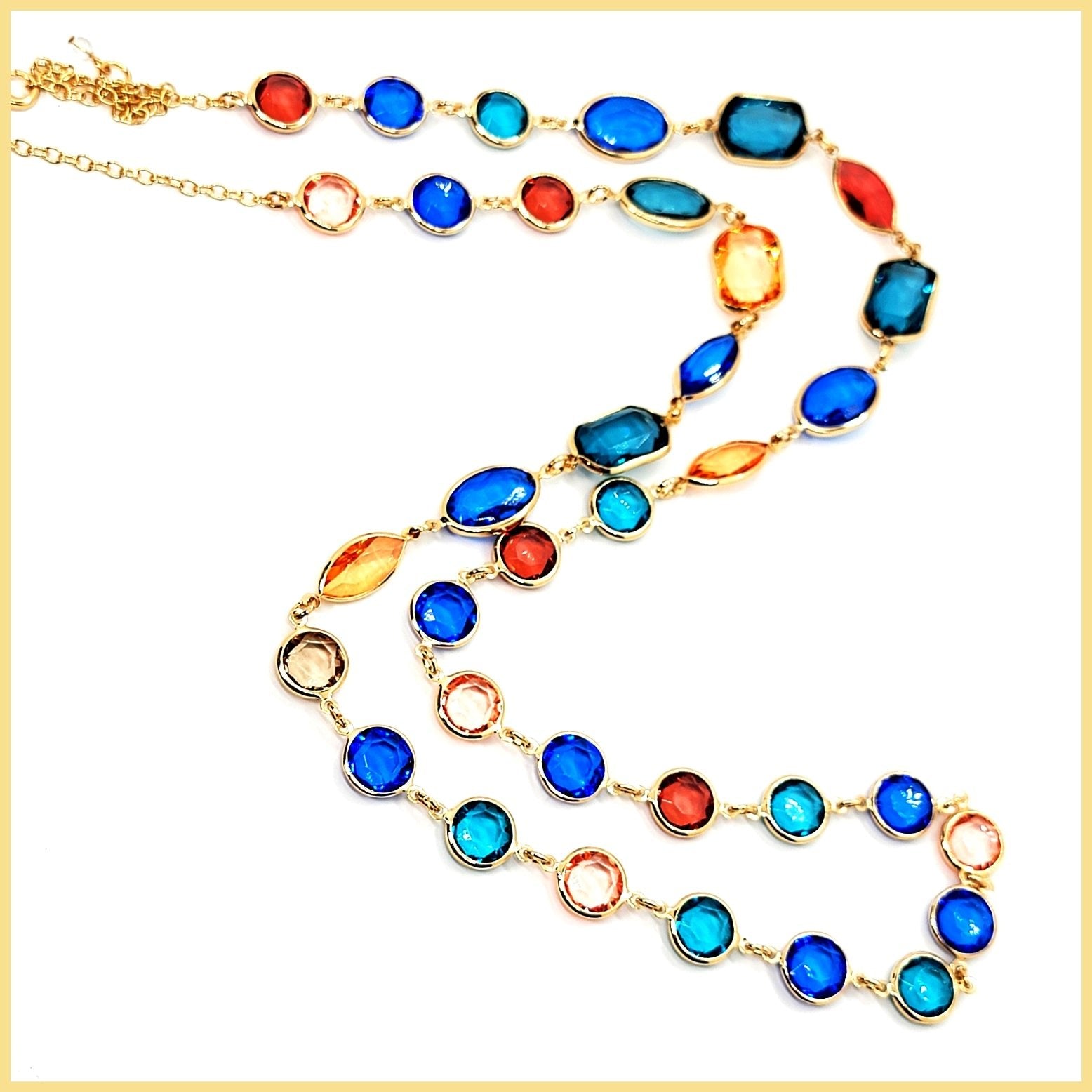 Long Multicolor Crystal Necklace - Leila Jewels