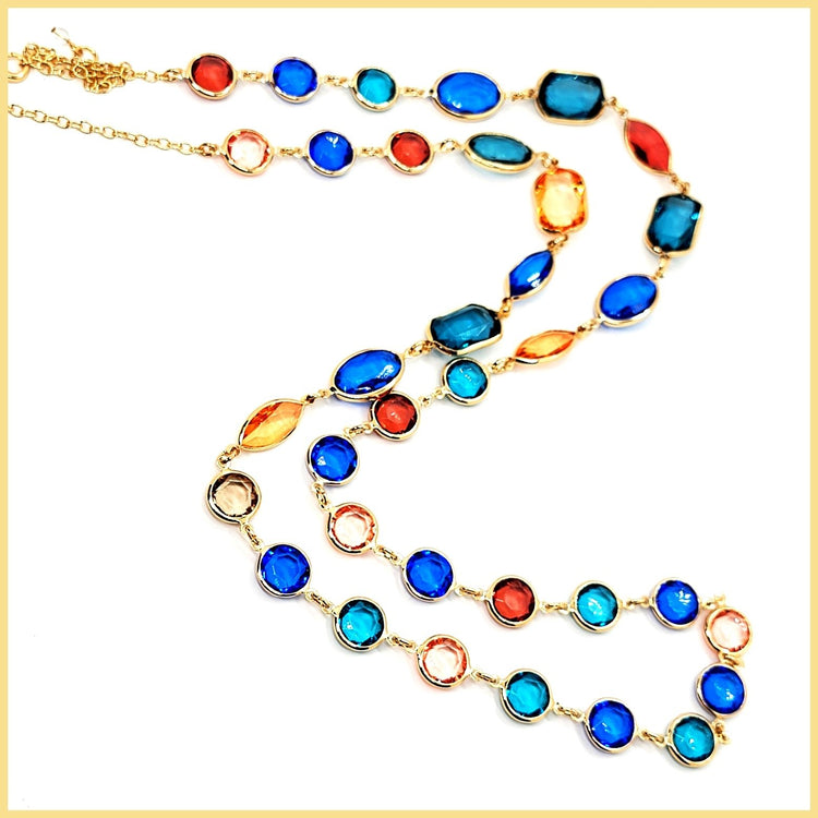 Long Multicolor Crystal Necklace - Leila Jewels