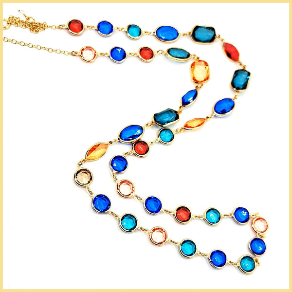 Long Multicolor Crystal Necklace - Leila Jewels