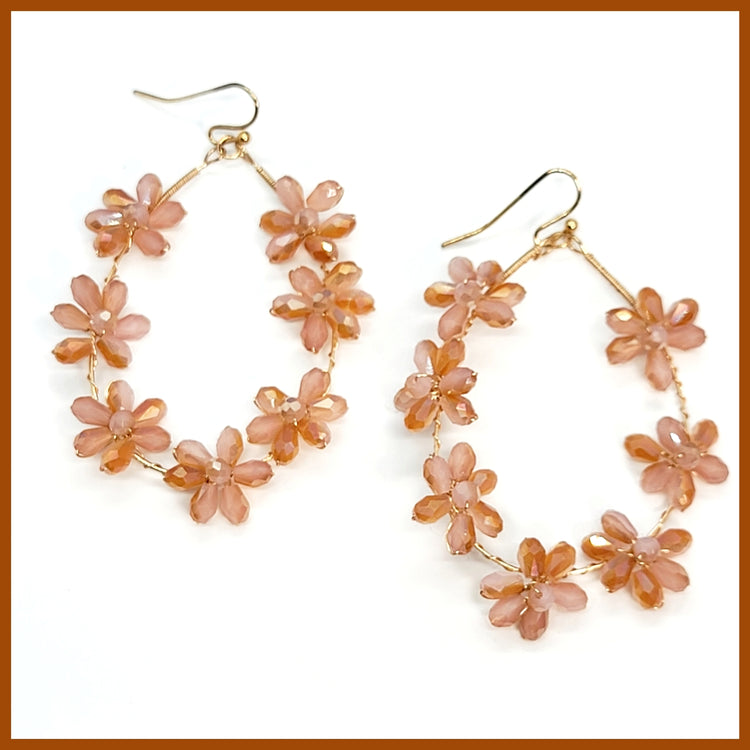 Crystal Flower Teardrop Earrings - Leila Jewels