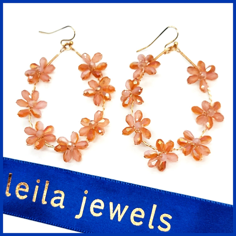 Crystal Flower Teardrop Earrings - Leila Jewels