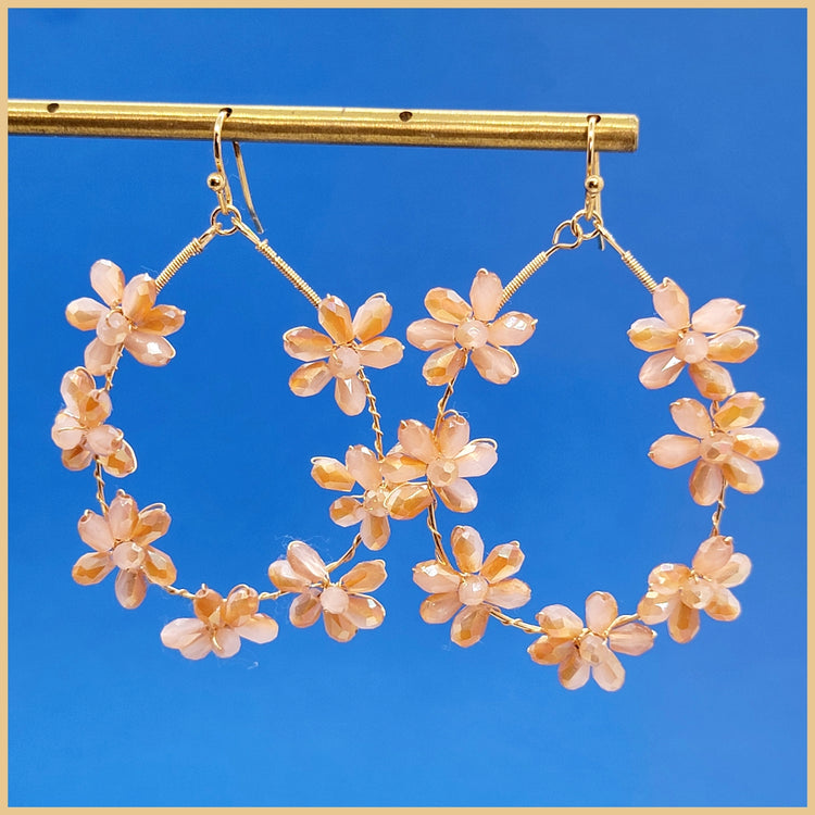 Crystal Flower Teardrop Earrings - Leila Jewels