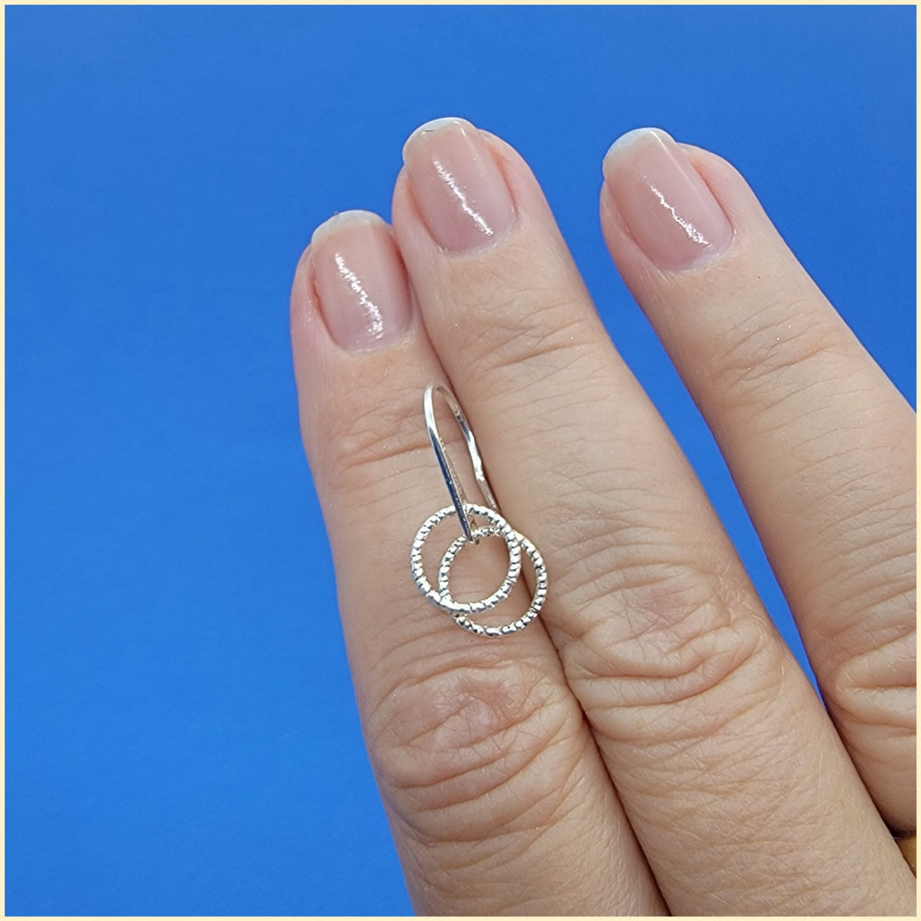 Silver Double Ring Earrings - Leila Jewels