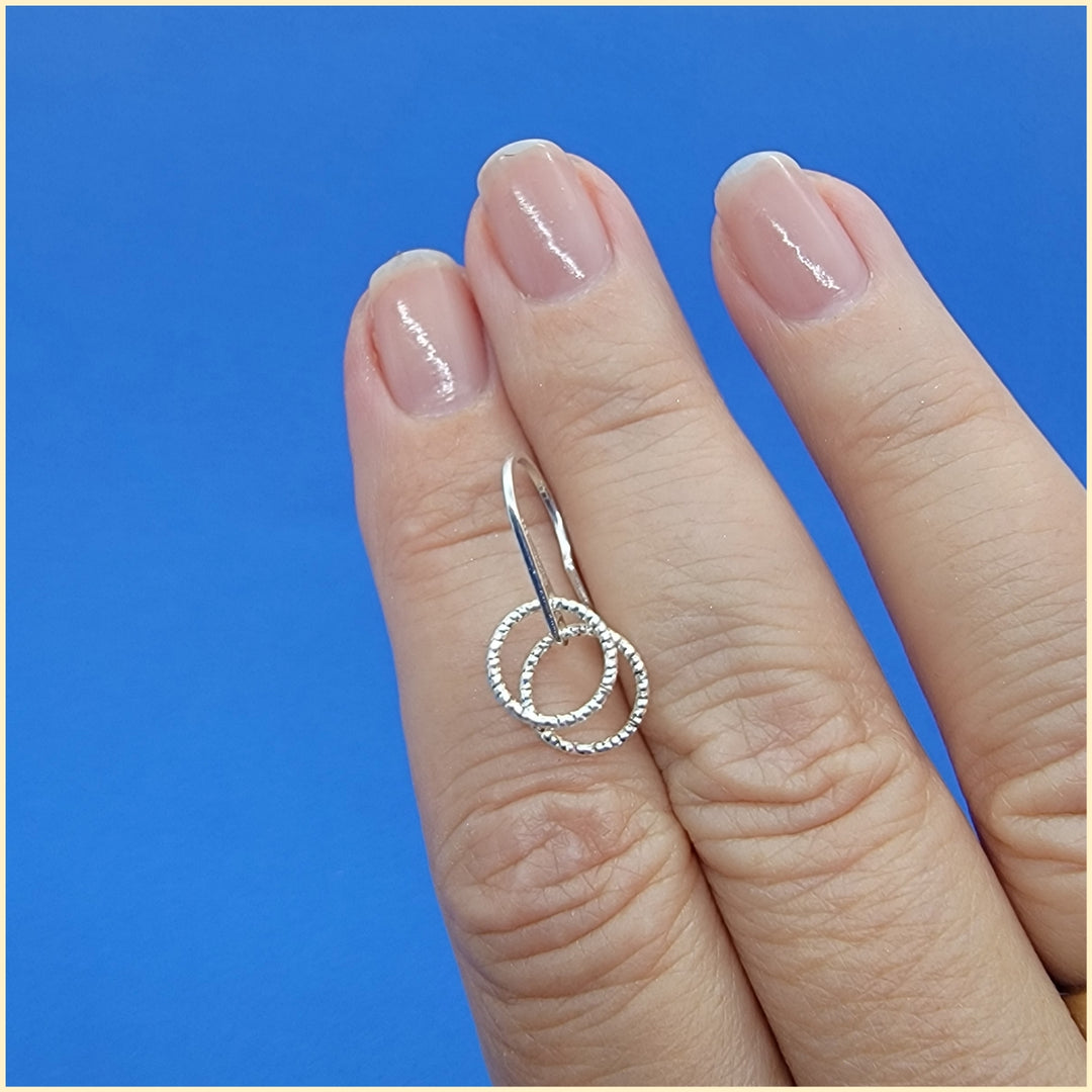 Silver Double Ring Earrings - Leila Jewels