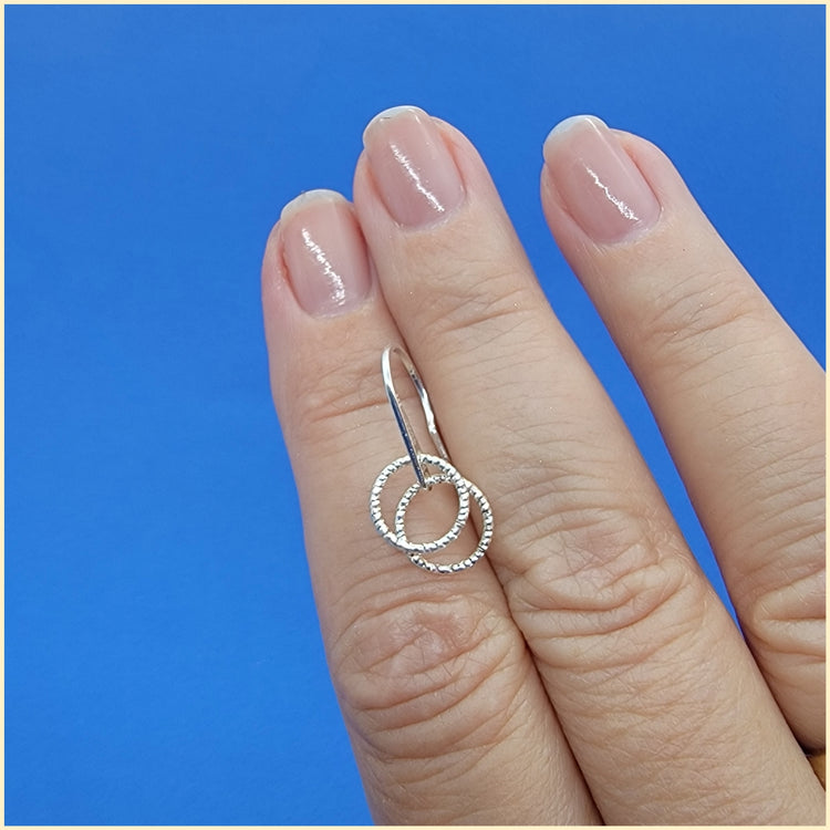 Silver Double Ring Earrings - Leila Jewels