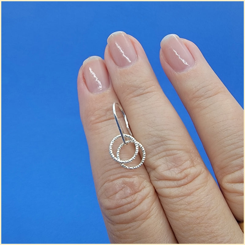 Silver Double Ring Earrings - Leila Jewels