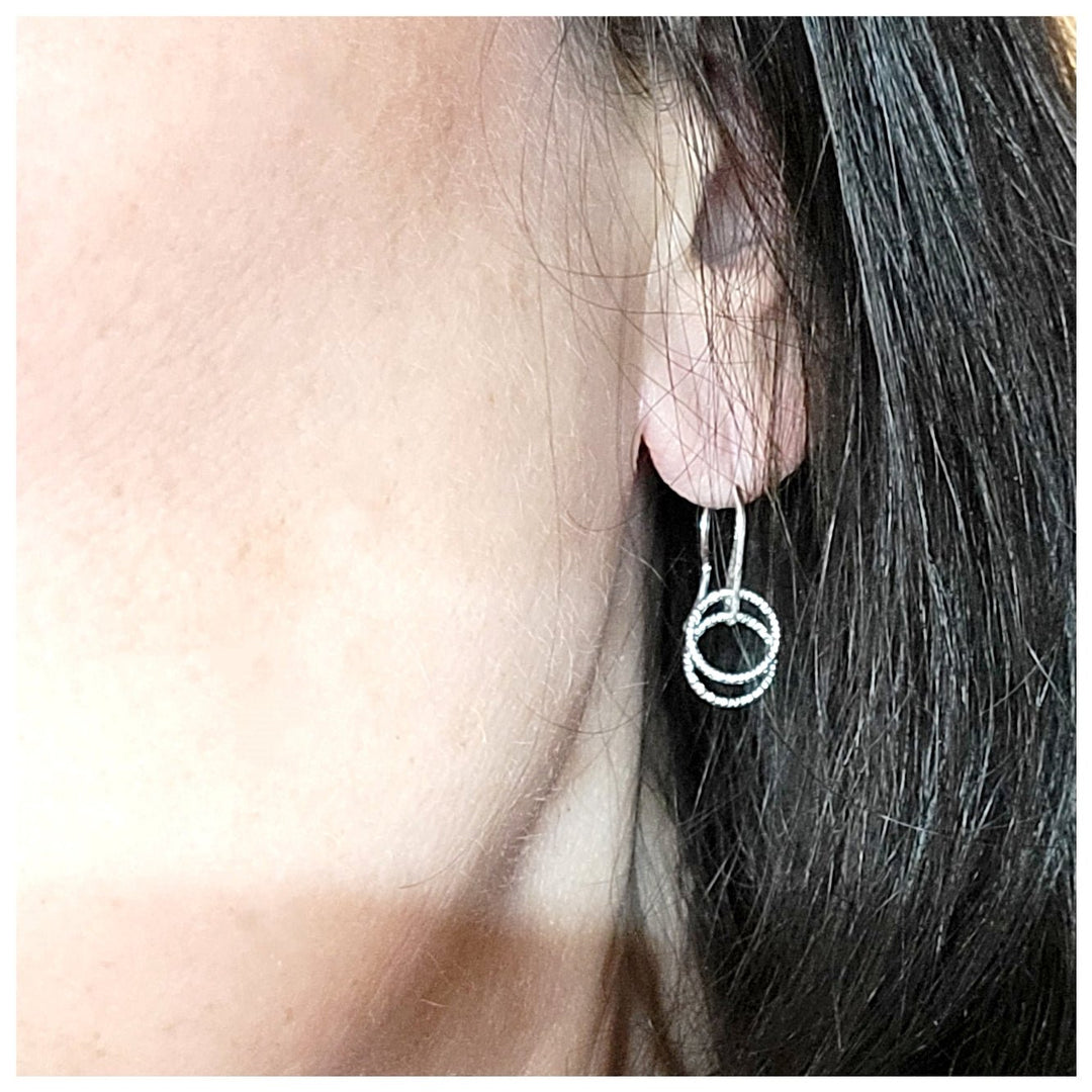 Silver Double Ring Earrings - Leila Jewels