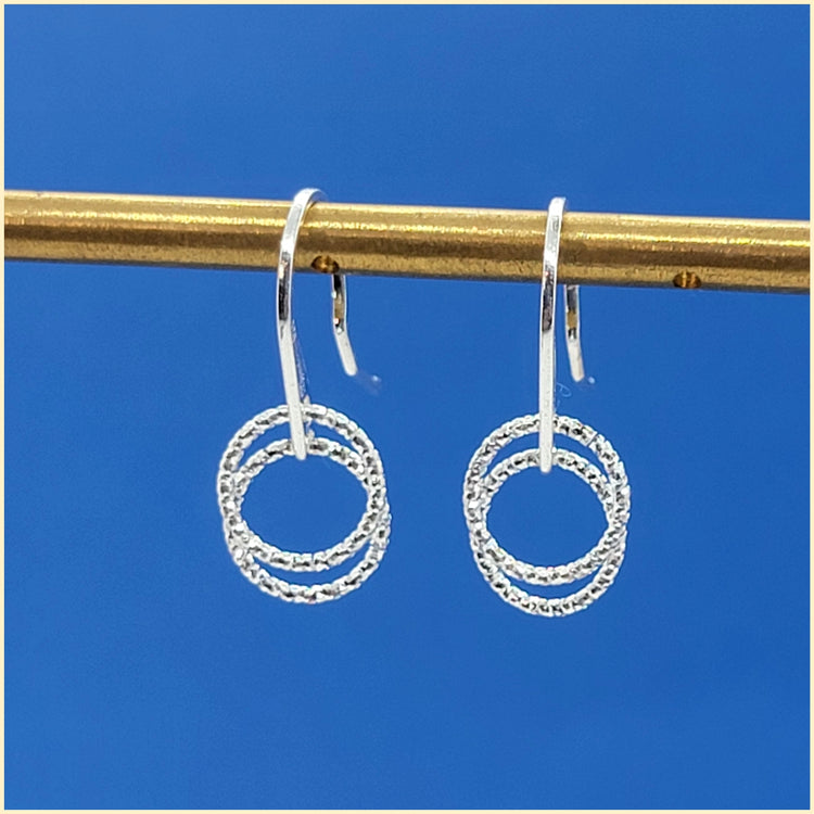 Silver Double Ring Earrings - Leila Jewels