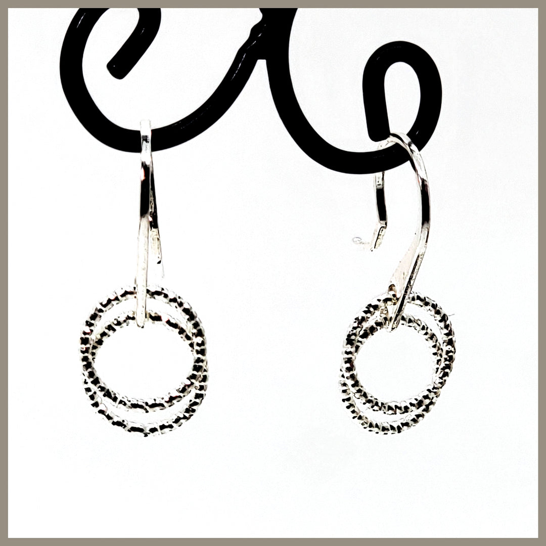 Silver Double Ring Earrings - Leila Jewels