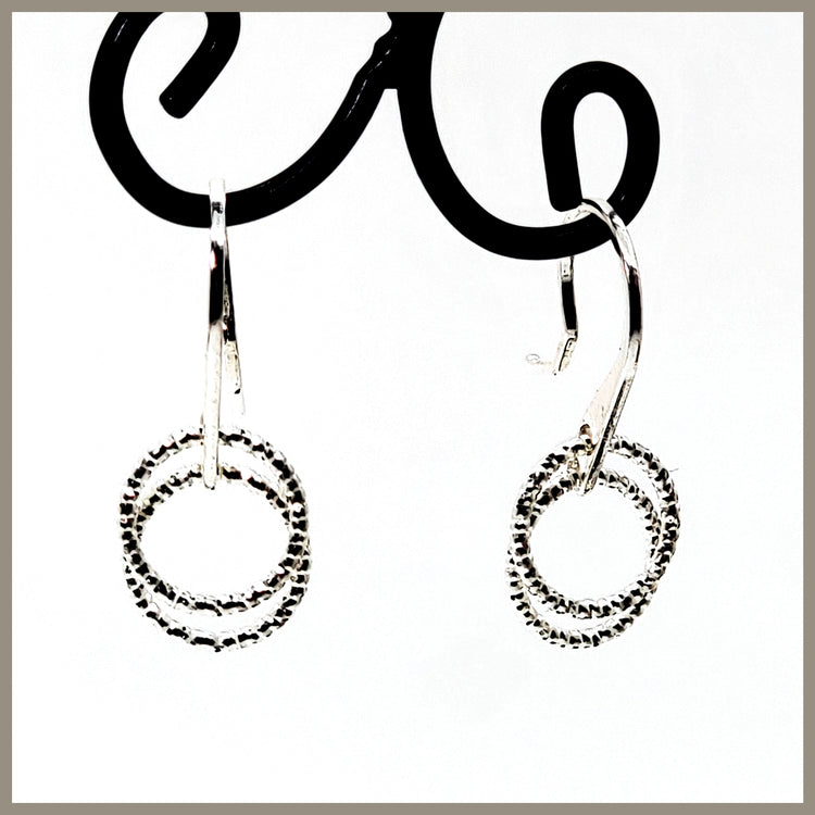 Silver Double Ring Earrings - Leila Jewels