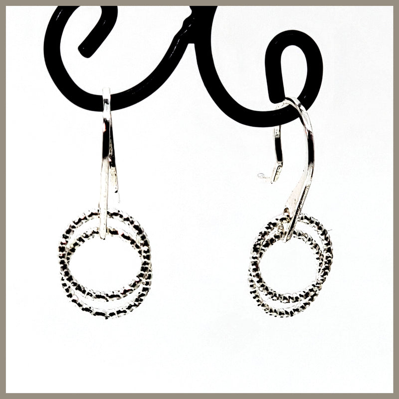 Silver Double Ring Earrings - Leila Jewels