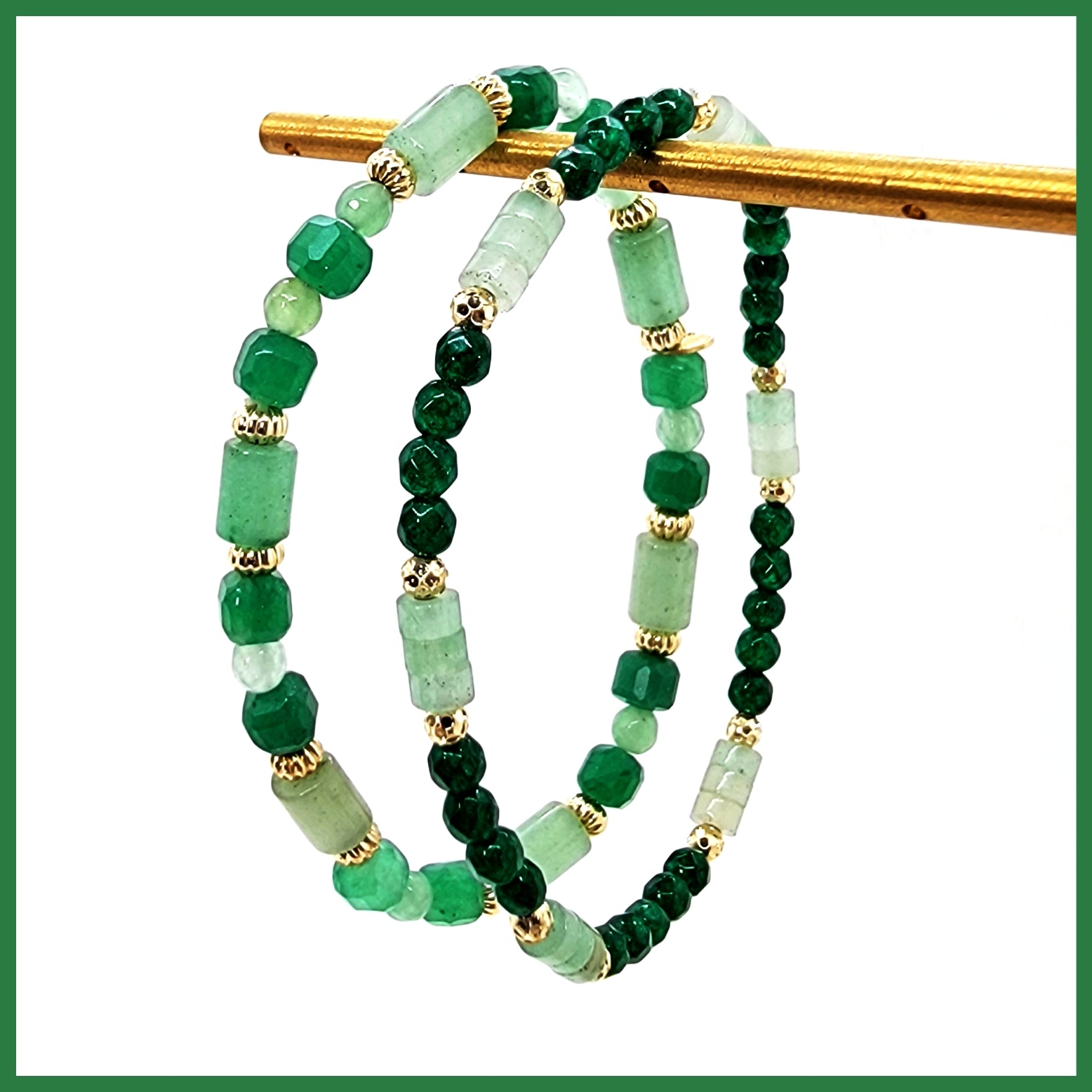 Green Aventurine & Quartz 2 Bracelet Set - Leila Jewels