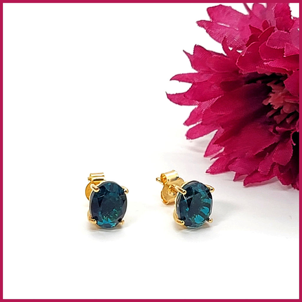 Blue Quartz Stud Earrings - Leila Jewels