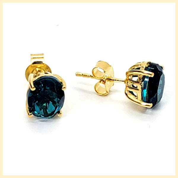Blue Quartz Stud Earrings - Leila Jewels