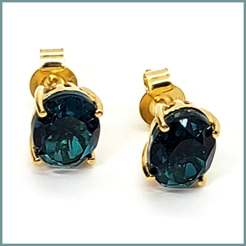 Blue Quartz Stud Earrings - Leila Jewels