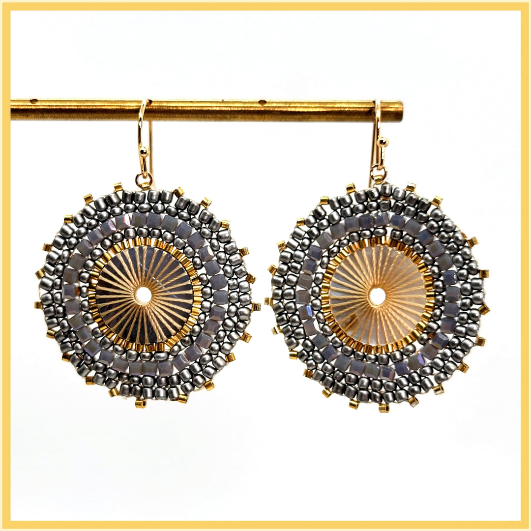 Woven Bead Wheel Earrings - Leila Jewels