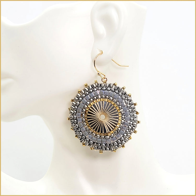 Woven Bead Wheel Earrings - Leila Jewels