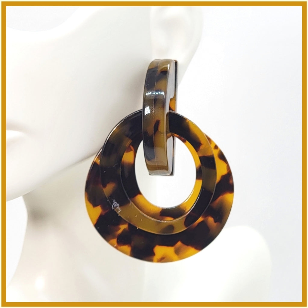 Tortoise Resin Chunky Earrings - Leila Jewels