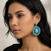 Oval Turquoise Drop Earrings - Leila Jewels
