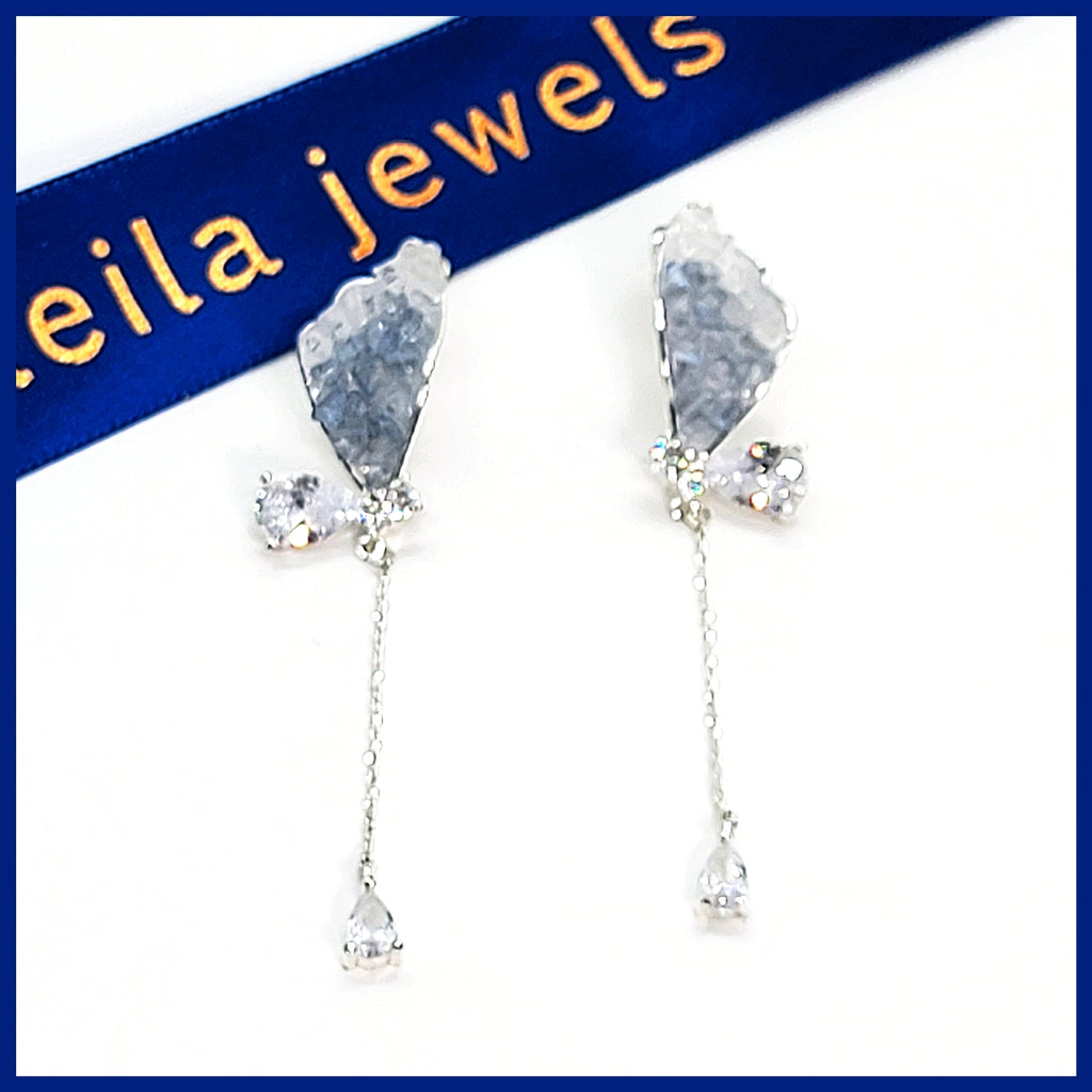 Druzy Stone Fairy Wing Earrings - Leila Jewels