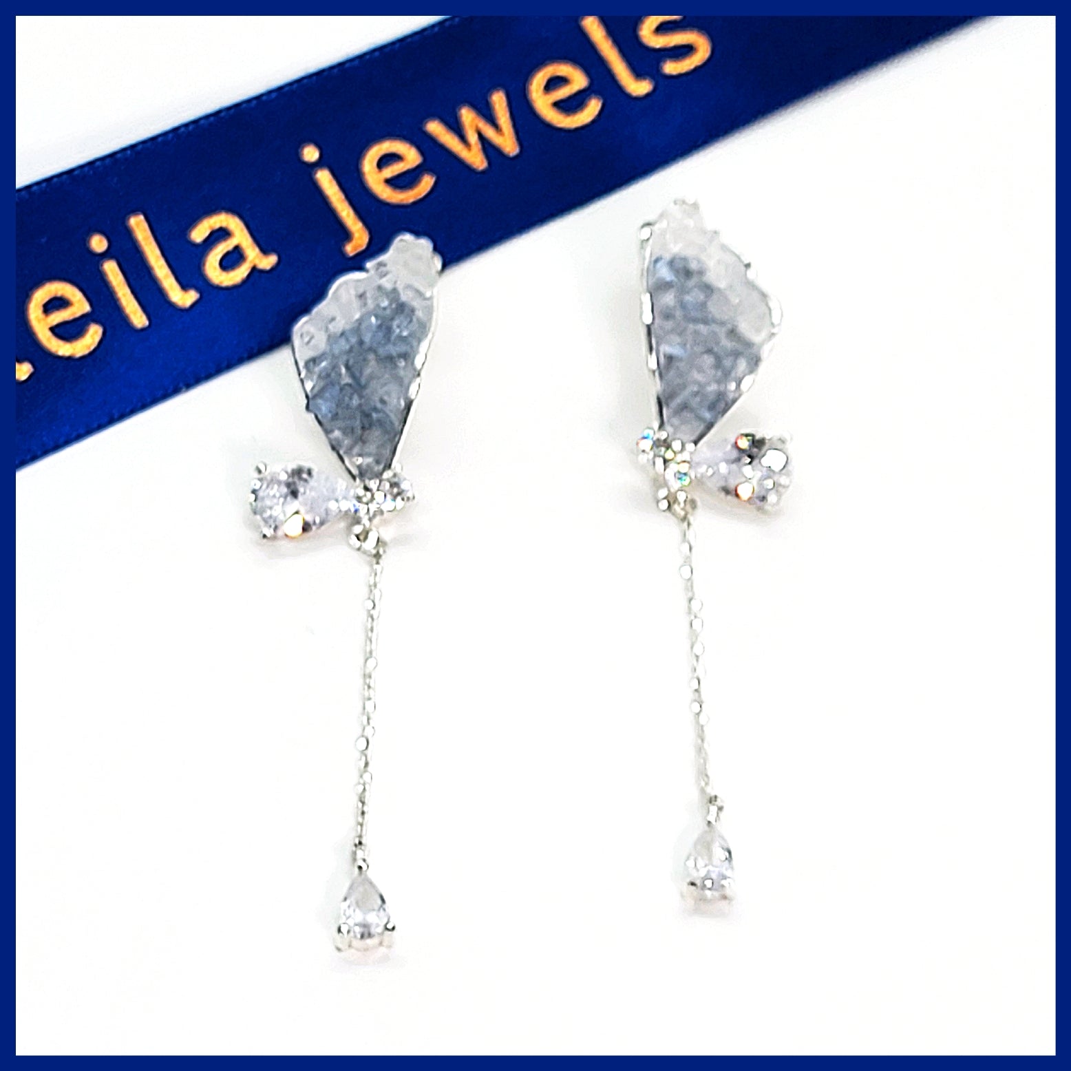 Druzy Stone Fairy Wing Earrings - Leila Jewels