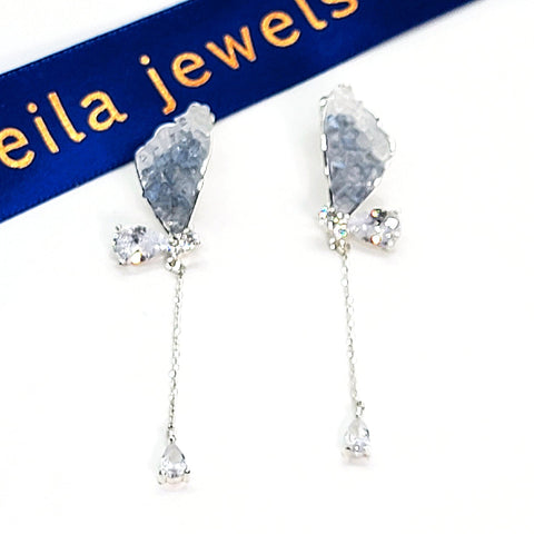Druzy Stone Fairy Wing Earrings - Leila Jewels