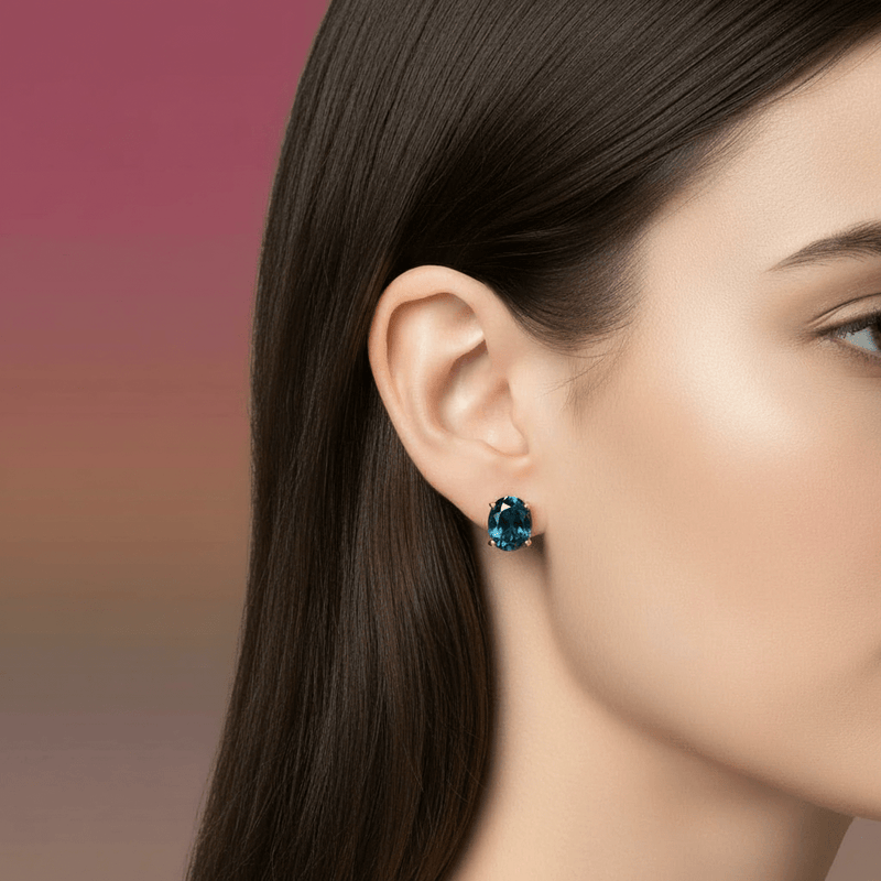 Blue Quartz Stud Earrings - Leila Jewels