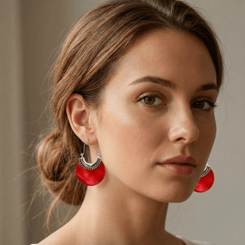Red Resin Earrings - Leila Jewels