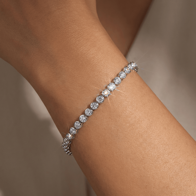 Classic Bezel - Set Crystal Tennis Bracelet - Leila Jewels