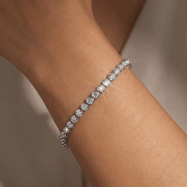 Classic Bezel - Set Crystal Tennis Bracelet - Leila Jewels