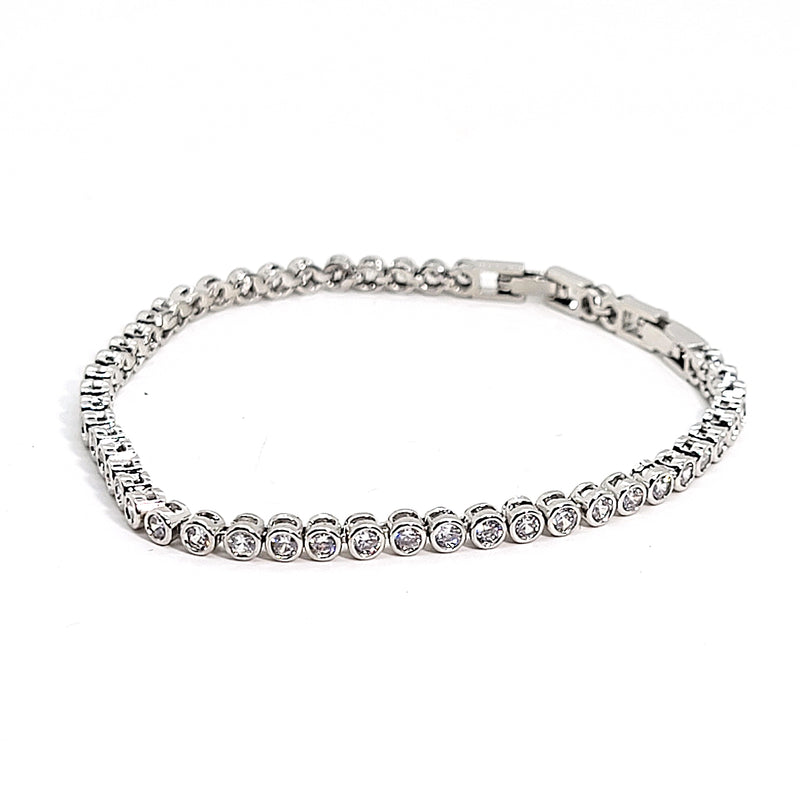 Classic Bezel - Set Crystal Tennis Bracelet - Leila Jewels