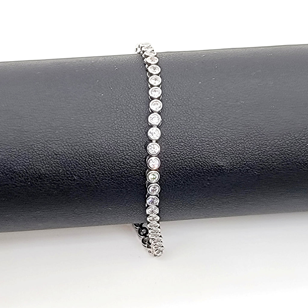 Classic Bezel - Set Crystal Tennis Bracelet - Leila Jewels