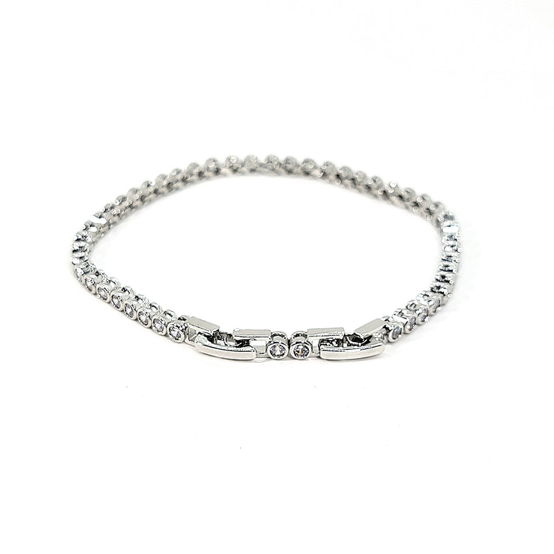 Classic Bezel - Set Crystal Tennis Bracelet - Leila Jewels