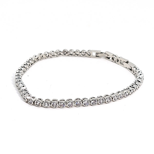 Classic Bezel - Set Crystal Tennis Bracelet - Leila Jewels