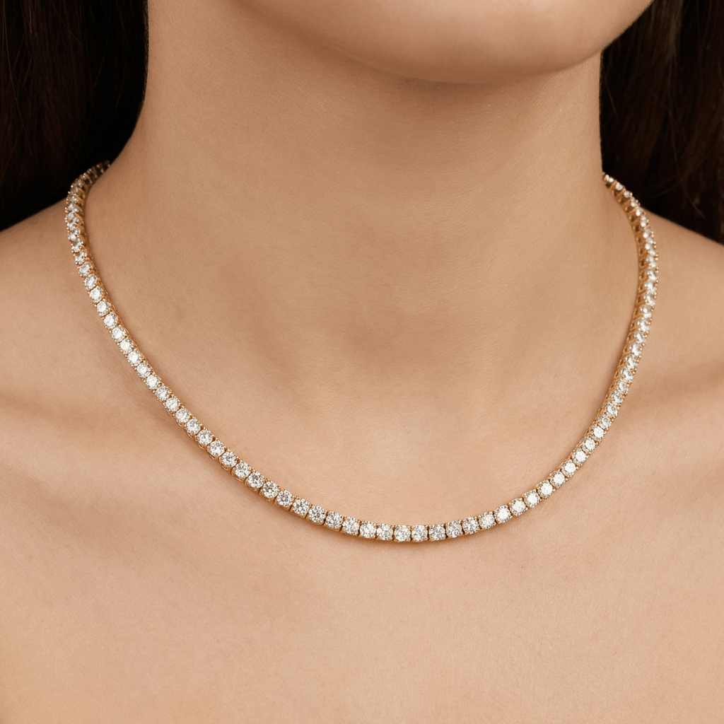 Radiant Gold Tennis Necklace - Leila Jewels