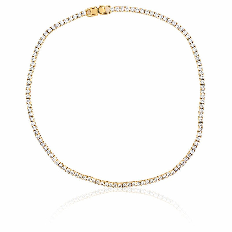 Radiant Gold Tennis Necklace - Leila Jewels