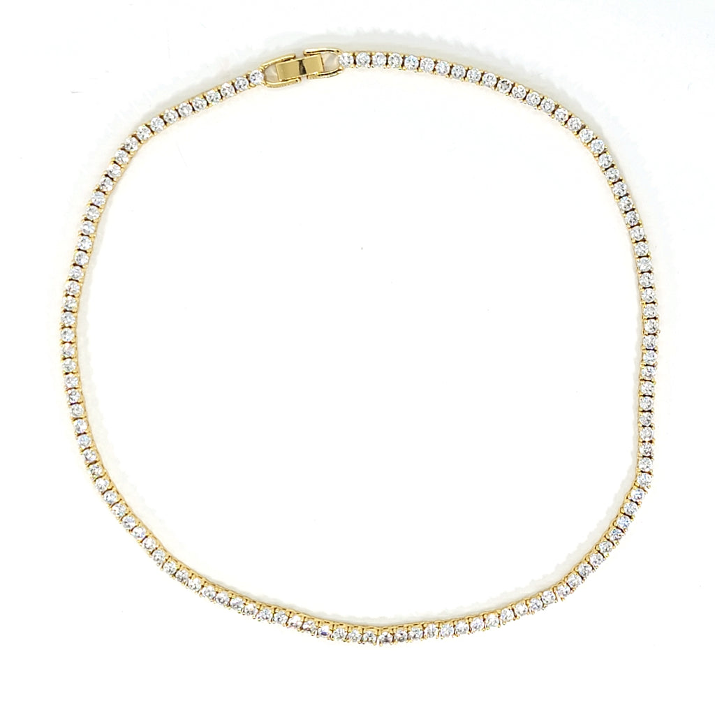 Radiant Gold Tennis Necklace - Leila Jewels