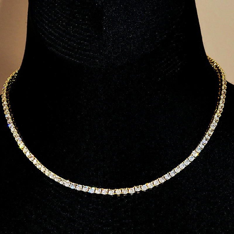 Radiant Gold Tennis Necklace - Leila Jewels